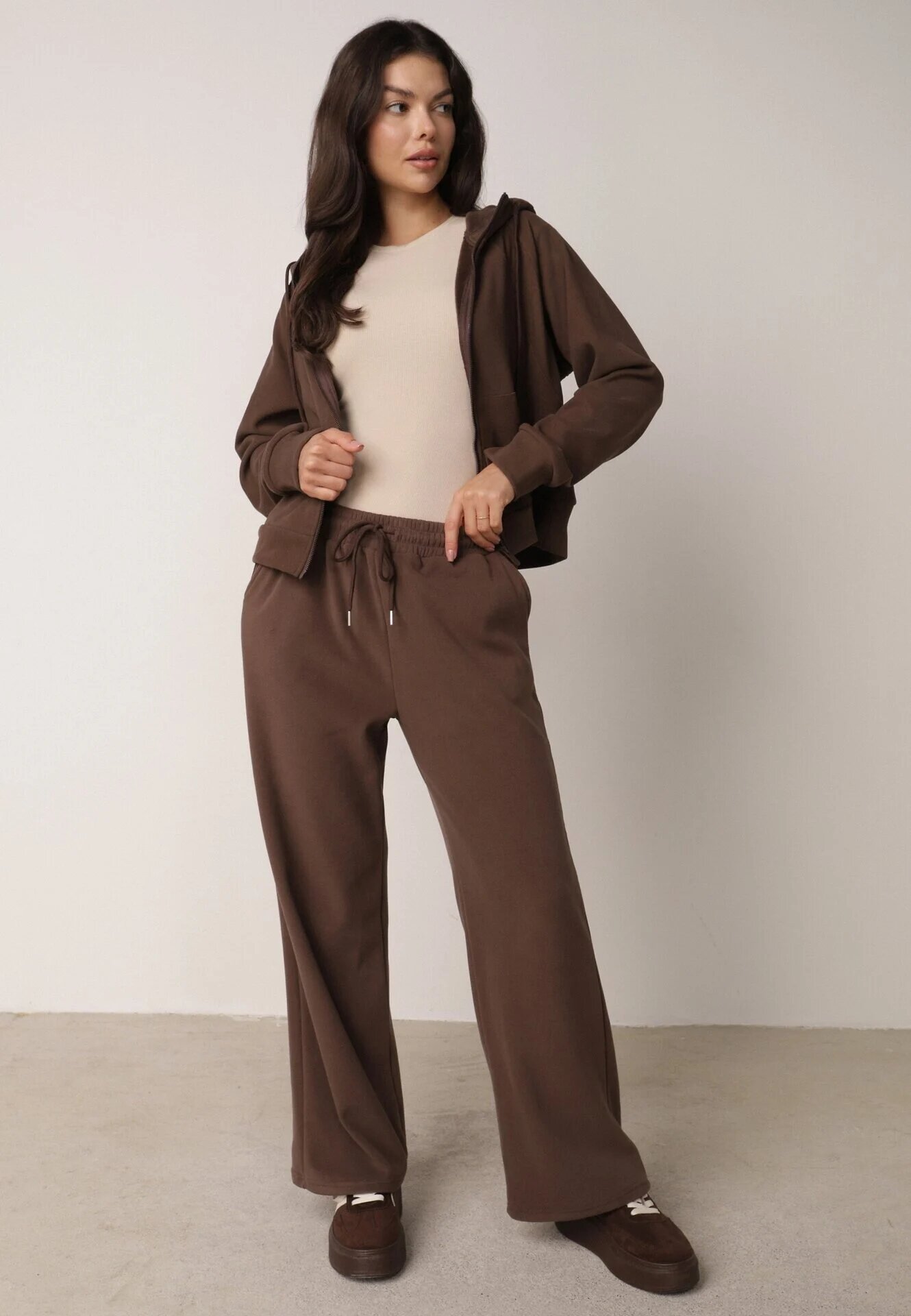 swest Set de trening din polar hanorac cu fermoar și pantaloni largi cu glugă Winalin Maro