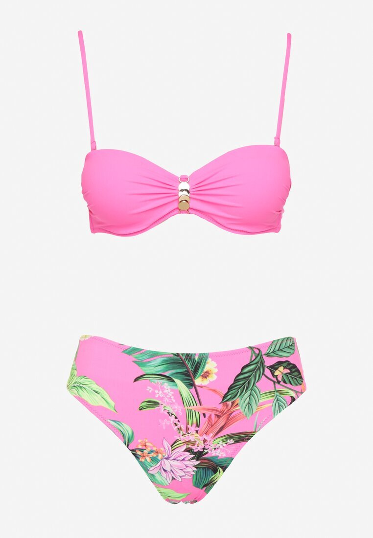 swest Sutien bikini Fucsia cu ornamente metalice și Slip cu model abstract Ulosilla