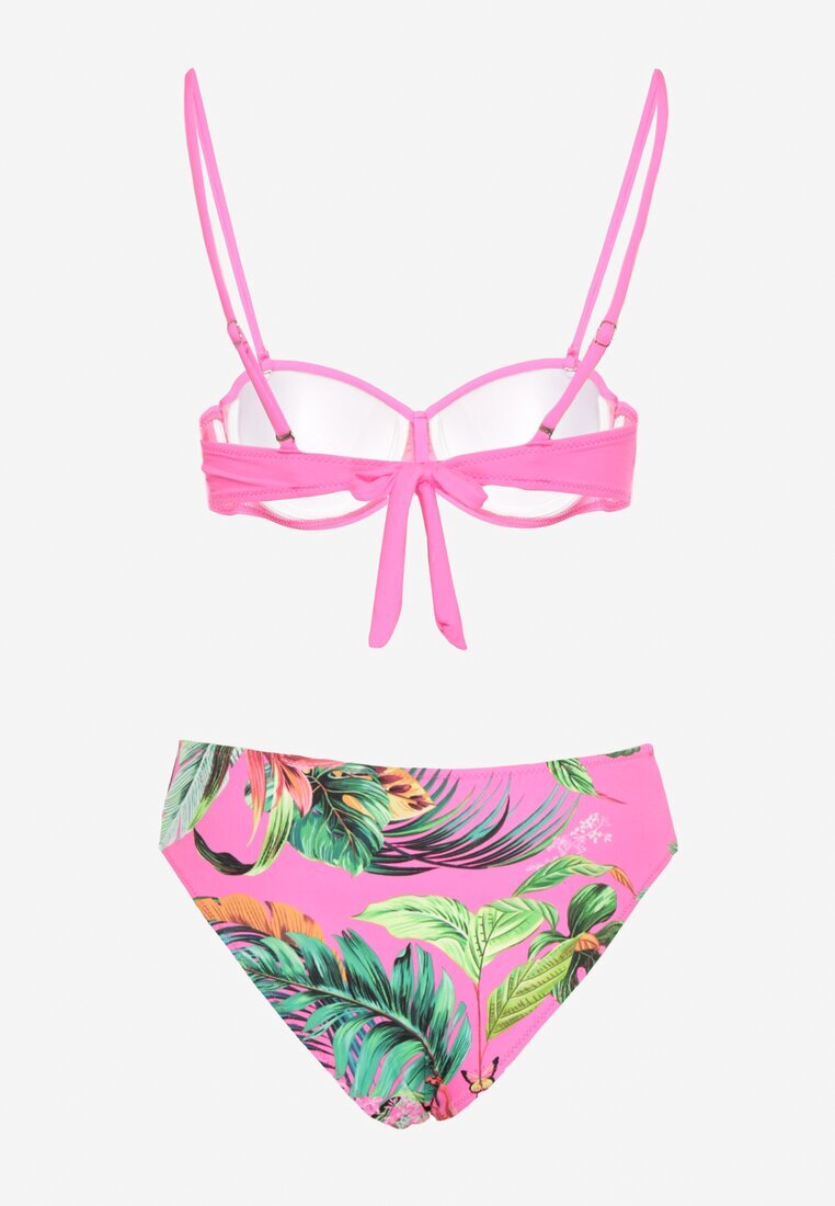 swest Sutien bikini Fucsia cu ornamente metalice și Slip cu model abstract Ulosilla