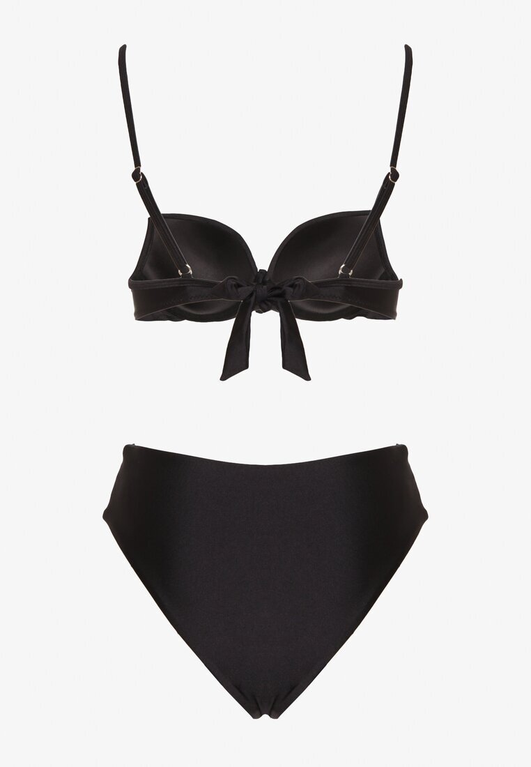 swest Sutien bikini negru cu Aplicație Metalică și Chiloți tip figă Kinelisa