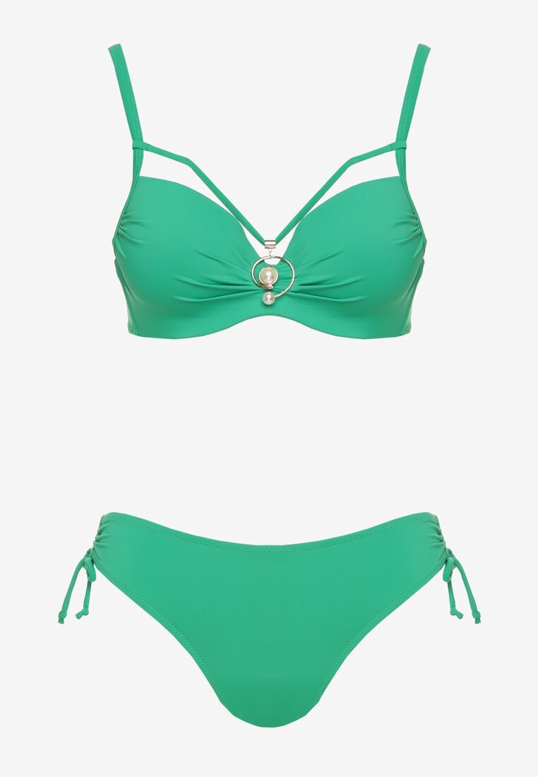 swest Sutien bikini Verde închis cu Aplicație și Chiloți tip figă cu elastic Ulosella
