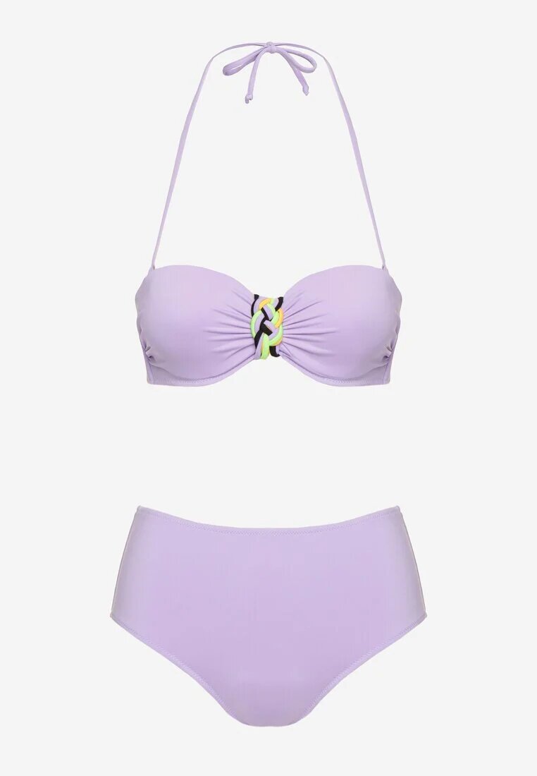 swest Sutien Bikini Violet cu Model Geometric Chiloți Tip Figă Ulosalia