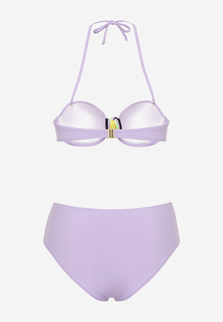 swest Sutien Bikini Violet cu Model Geometric Chiloți Tip Figă Ulosalia