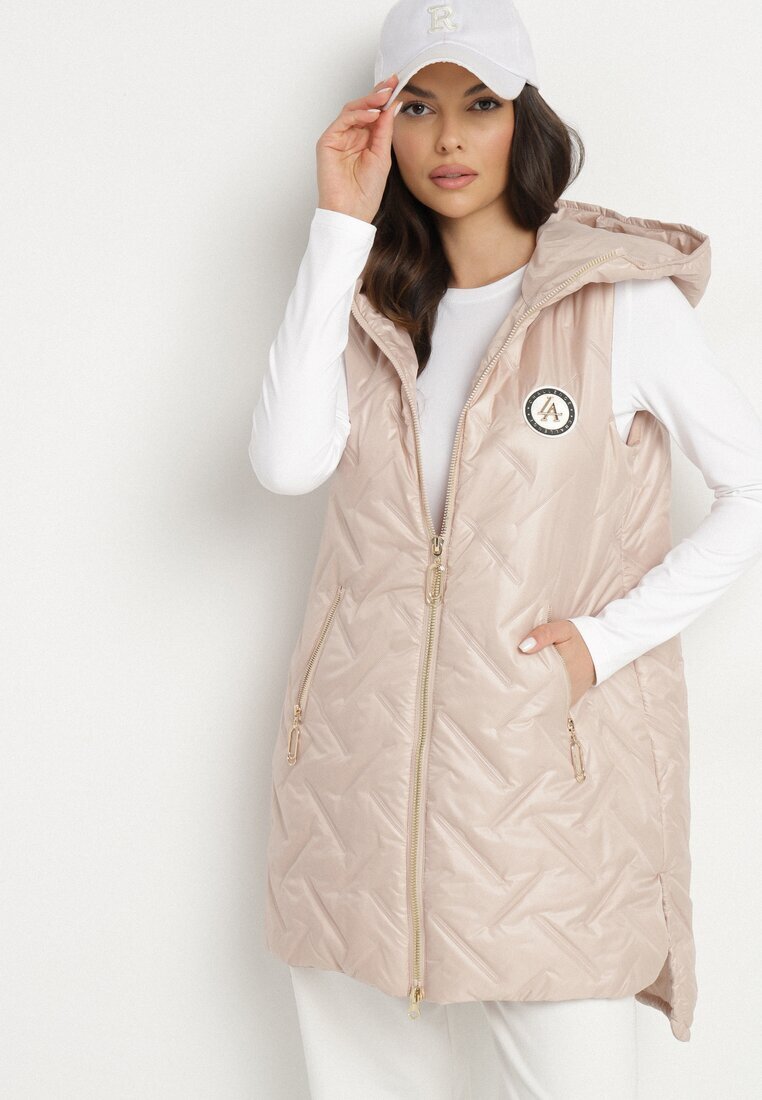 swest Vestă Matlasată Roz cu Glugă și Aplicație Decorativă Liselilia