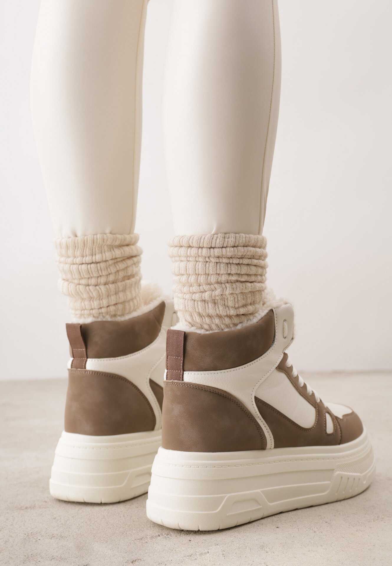 swin shoes Ghete de zăpadă în stil sneakers pe talpă groasă Fiasha Bej