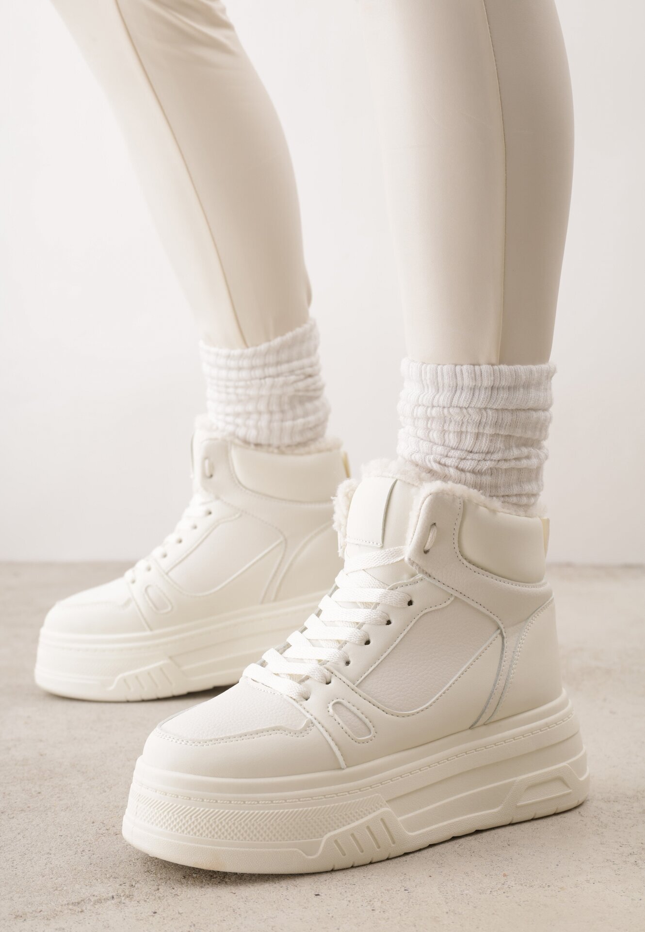 swin shoes Ghete de zăpadă în stil sneakers pe talpă groasă Fiasha Bej