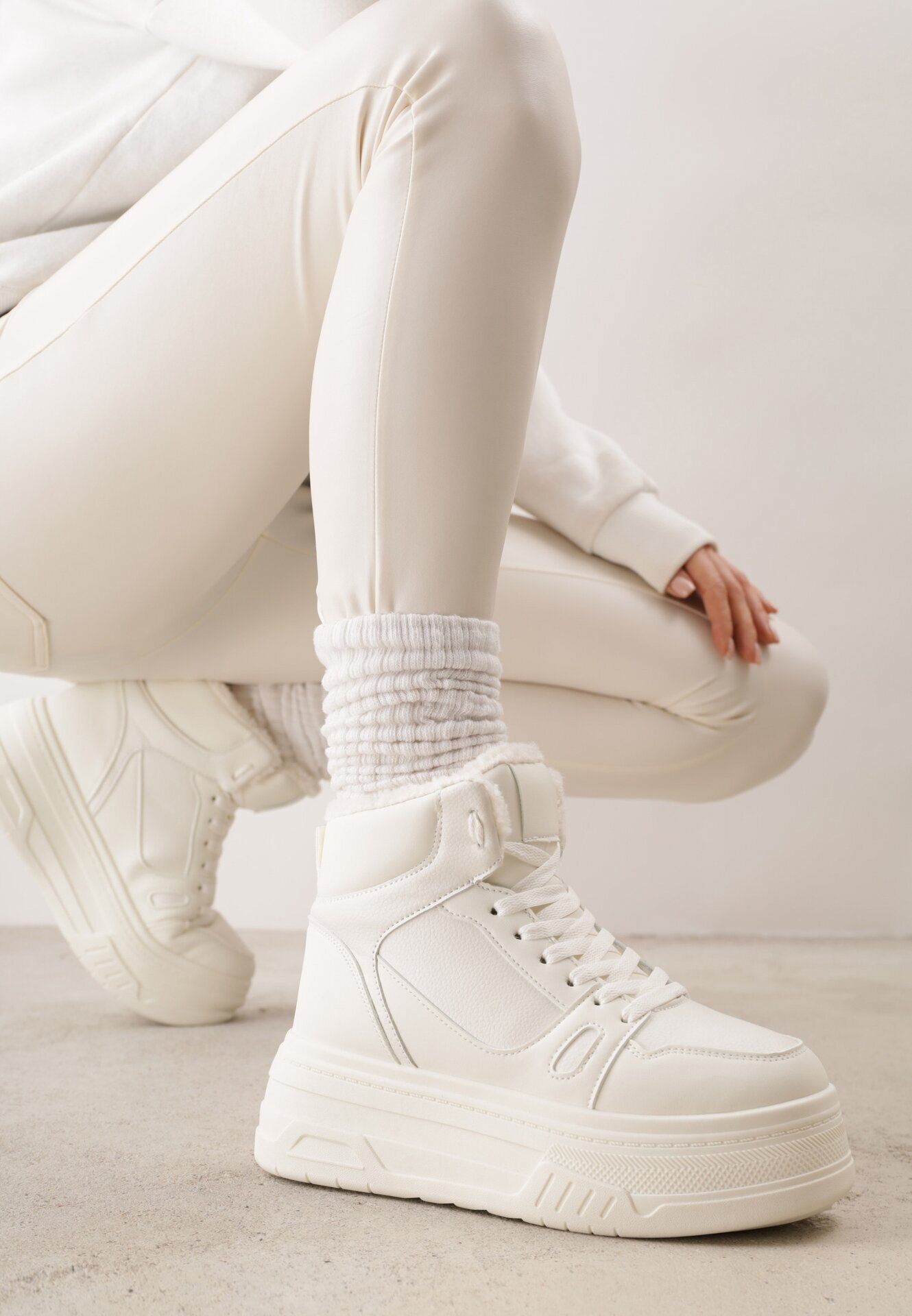 swin shoes Ghete de zăpadă în stil sneakers pe talpă groasă Fiasha Bej