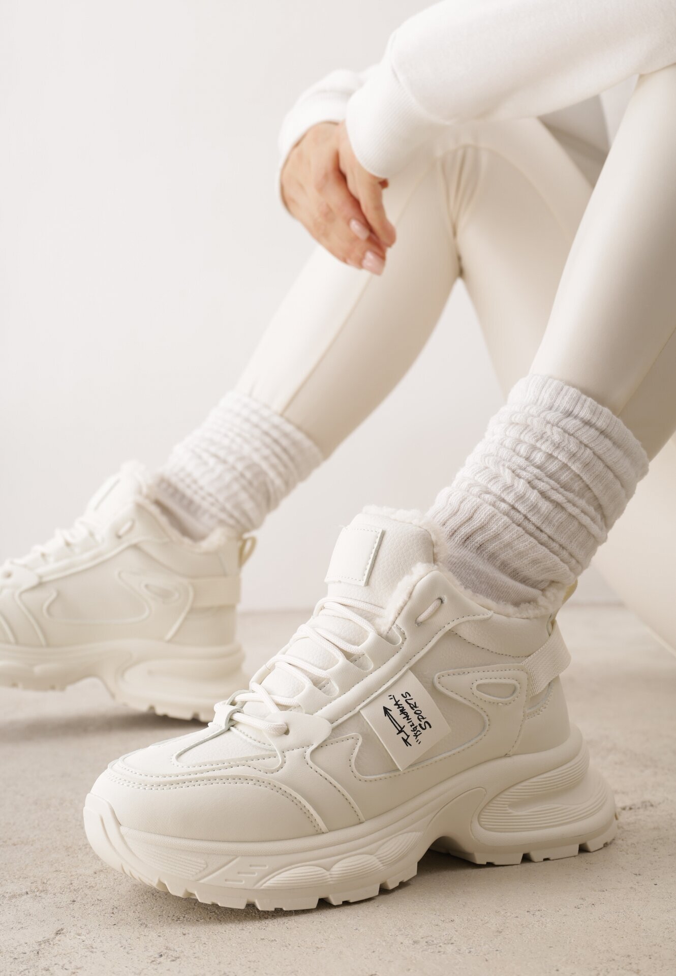 swin shoes Sneakers pe talpă groasă cu inscripții Lennala Bej