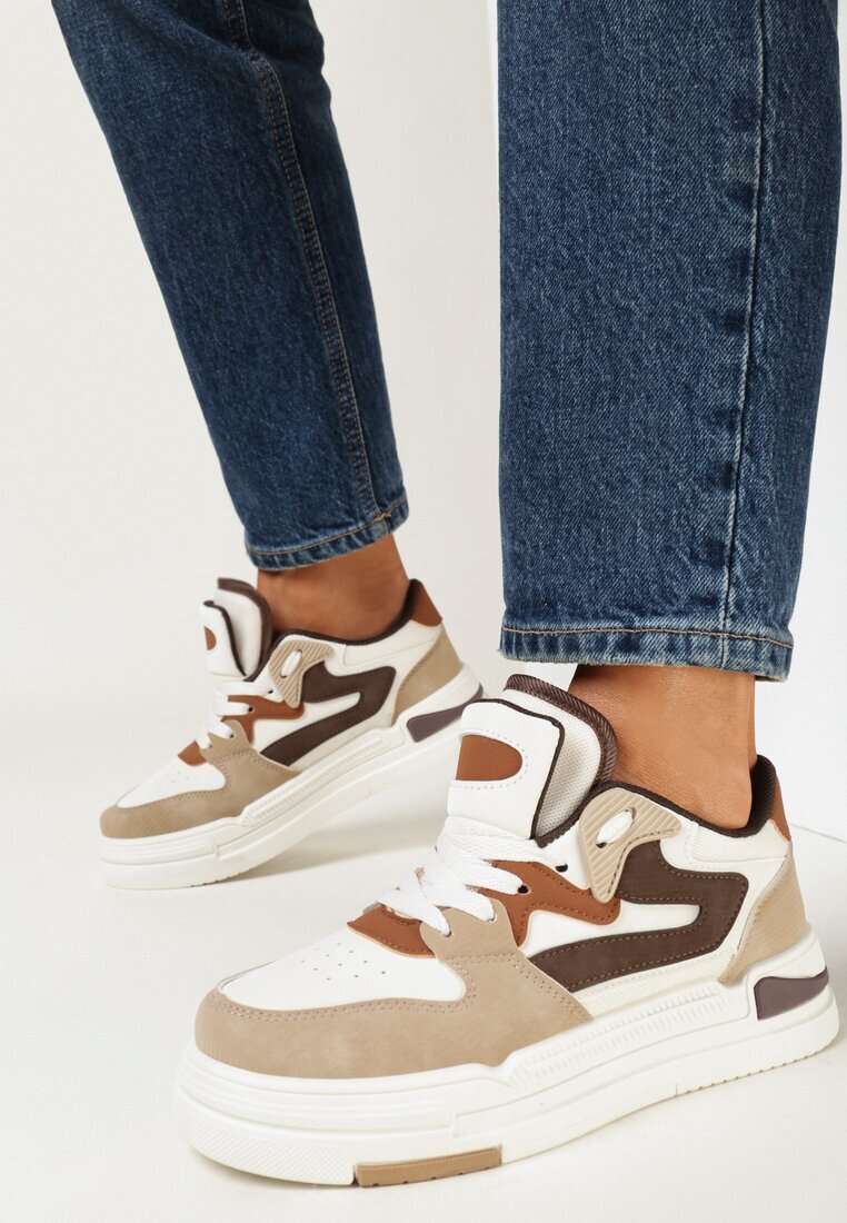 szixth june Adidași Bej închis din imitație de piele cu inserții decorative Xavara