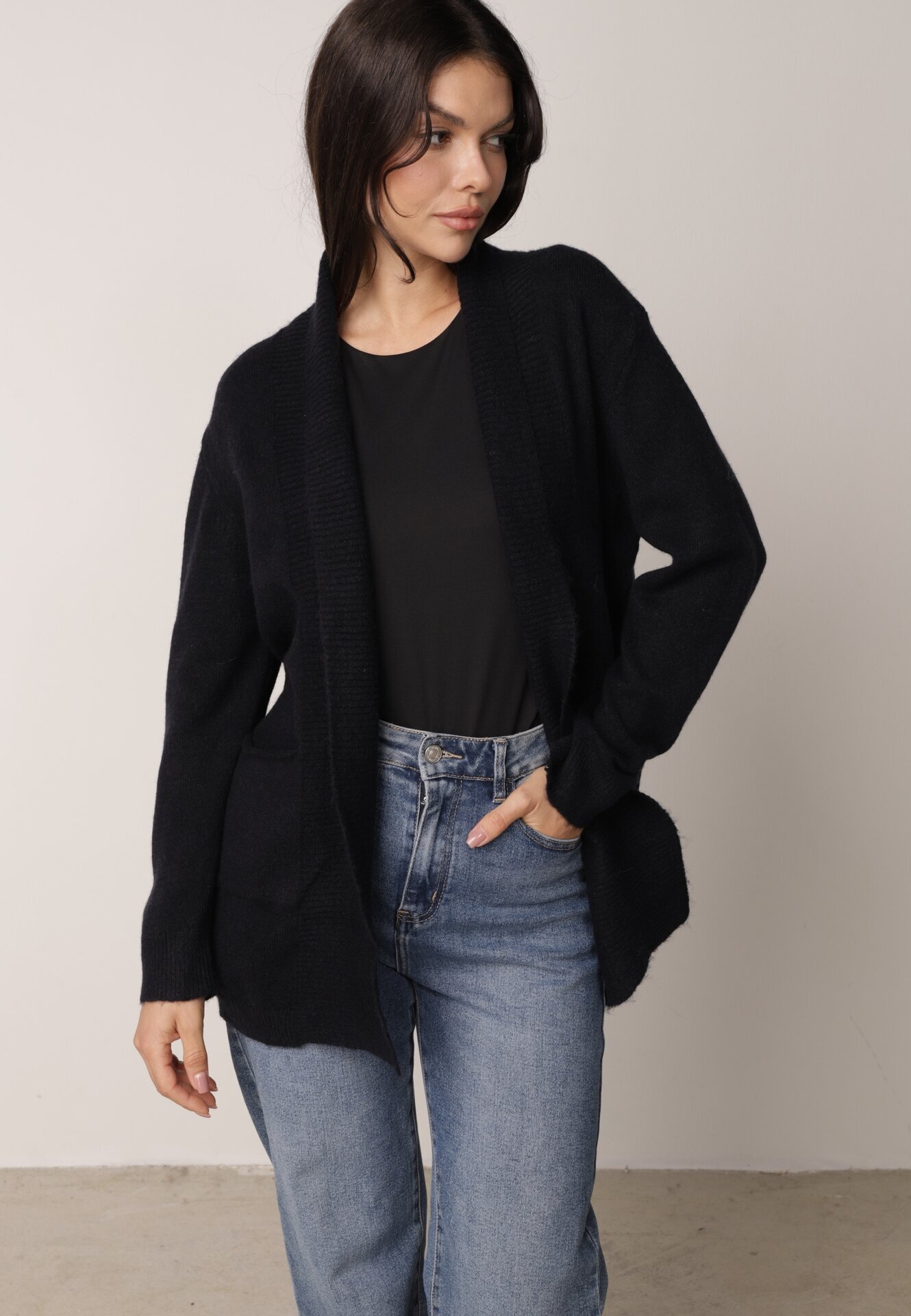 tandem Cardigan fără închidere cu buzunare fără șireturi Morcos Bleumarin