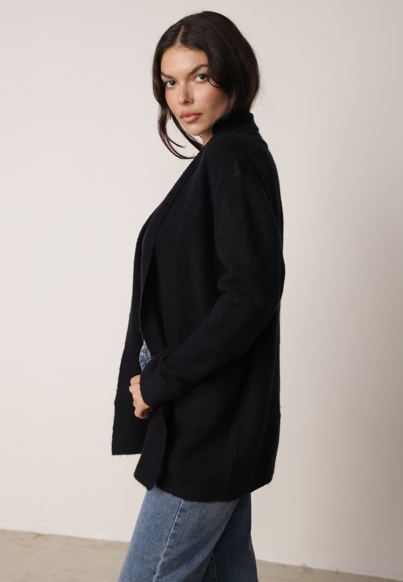 tandem Cardigan fără închidere cu buzunare fără șireturi Morcos Bleumarin