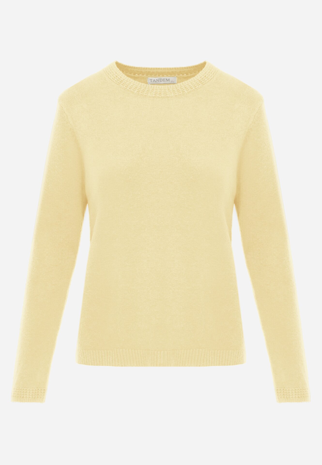 tandem Pulover simplu cu croială clasică și decolteu rotund Naimasa Galben