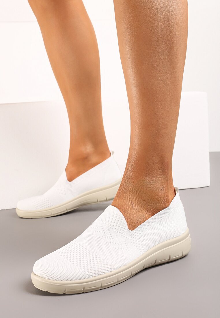 Tenisi Albi în stil Mocasini Sport cu Carâmb Elastic Meeporis