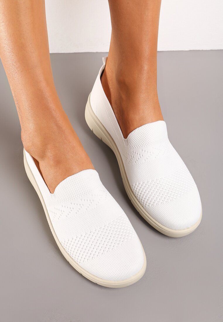  Tenisi Albi în stil Mocasini Sport cu Carâmb Elastic Meeporis