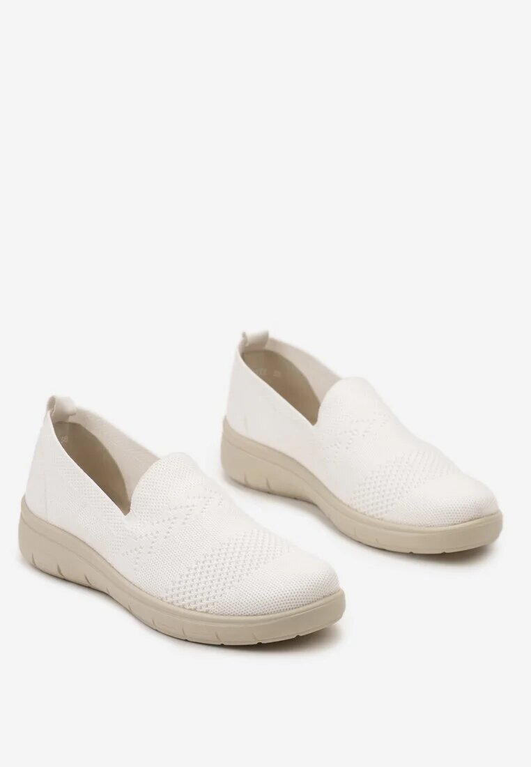  Tenisi Albi în stil Mocasini Sport cu Carâmb Elastic Meeporis