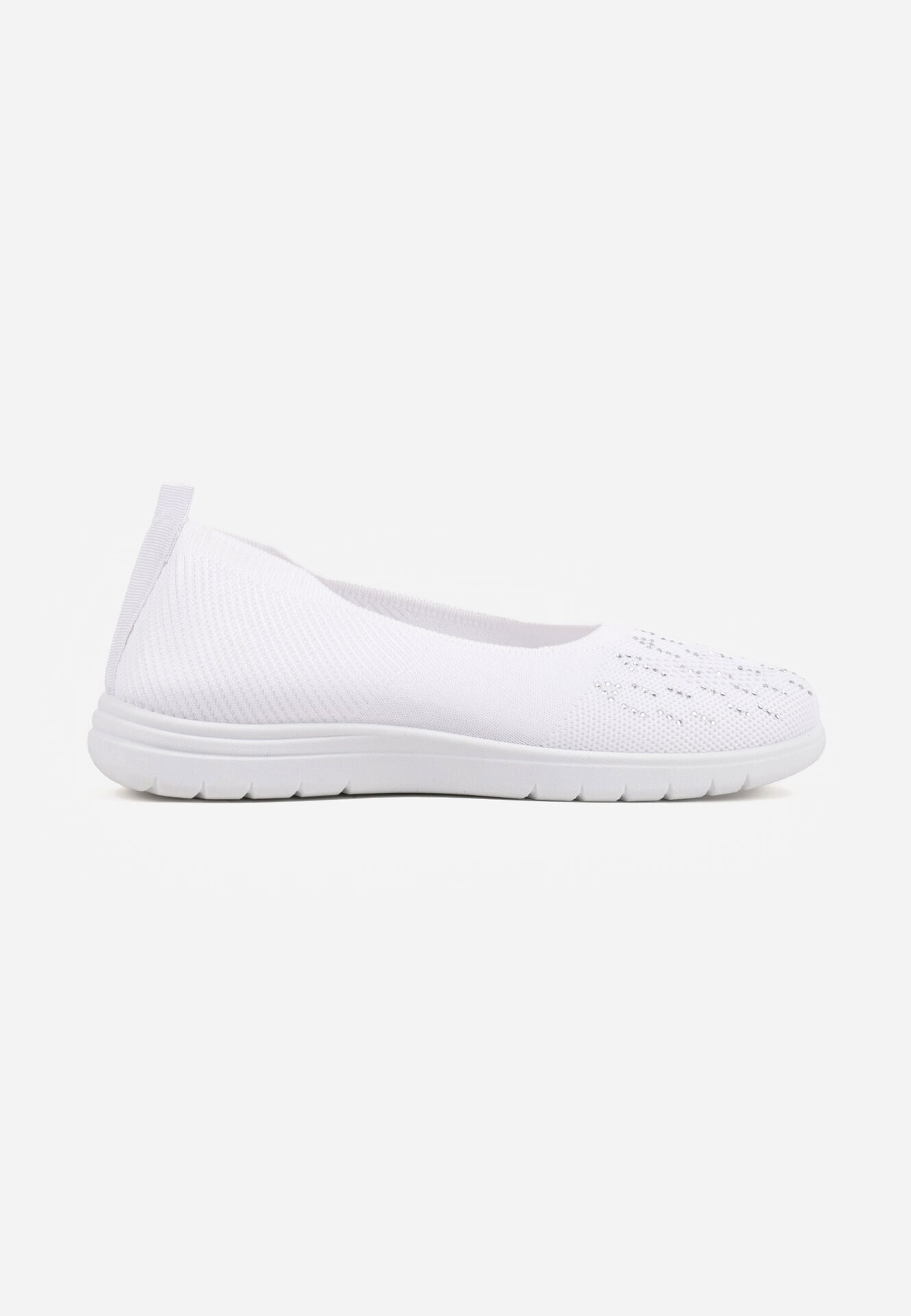 Tenisi Albi Slip-on cu Talpă Plată Decorați cu Imitație de Zirconiu Foviana