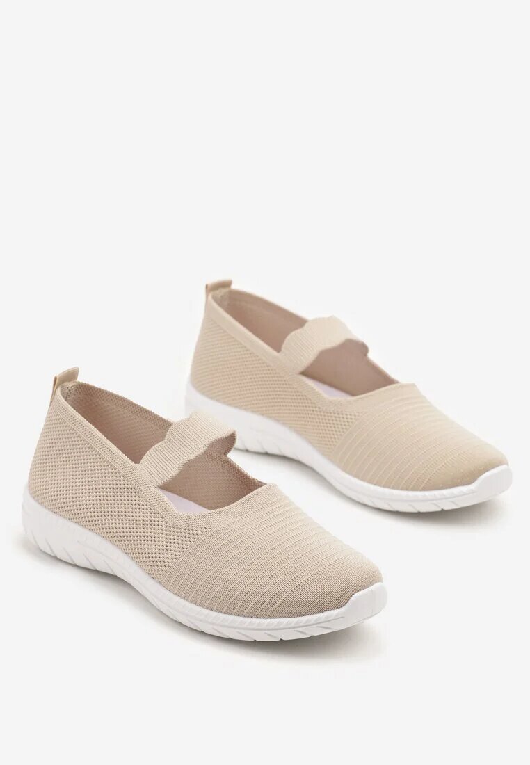  Tenisi Bej Slip-on cu baretă decorativă și perforații Zelsedi