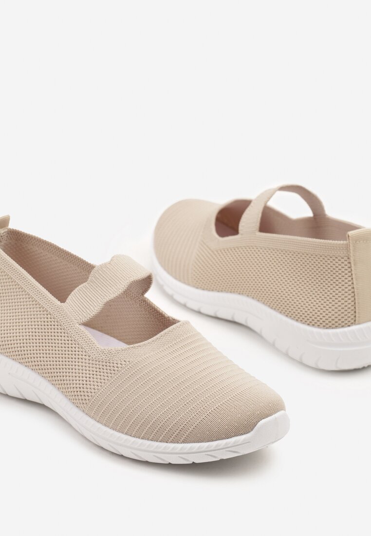  Tenisi Bej Slip-on cu baretă decorativă și perforații Zelsedi