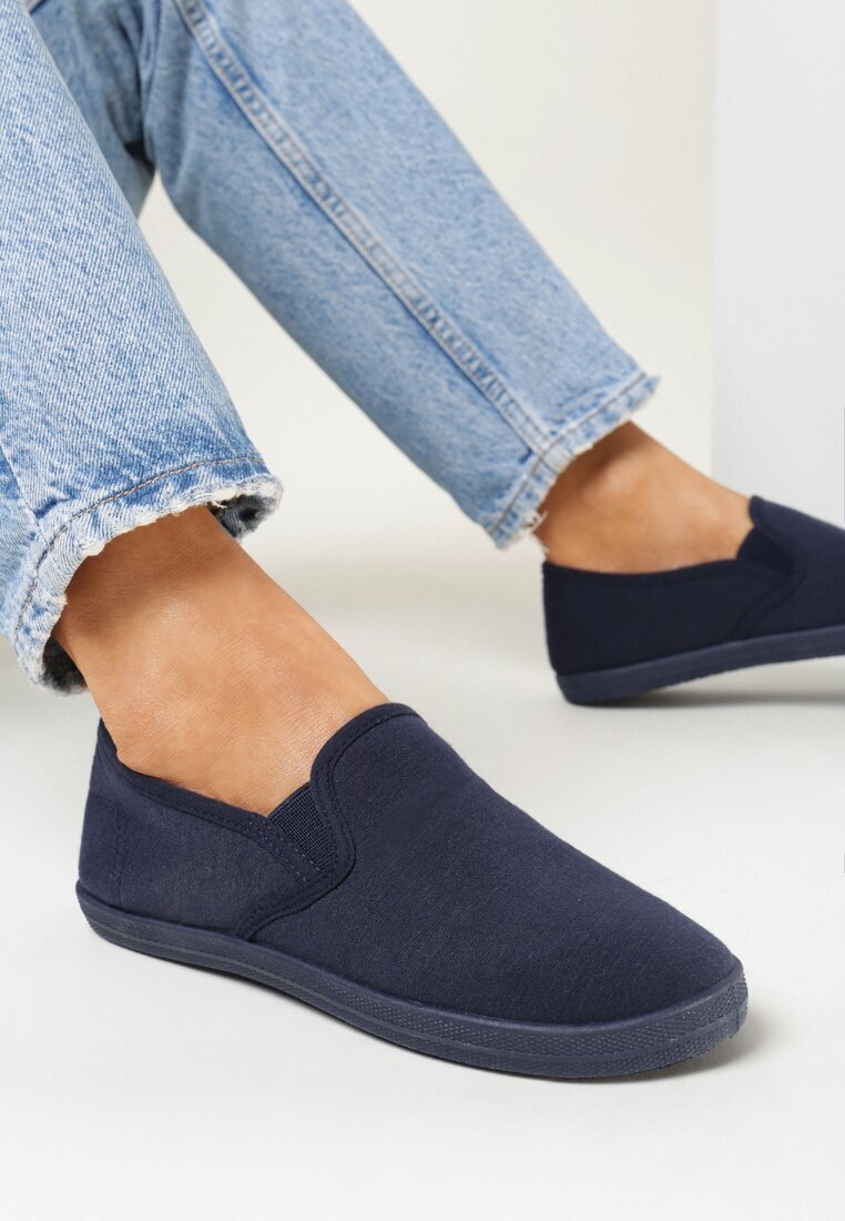  Teniși bleumarin din material textil cu talpă plată Ediany