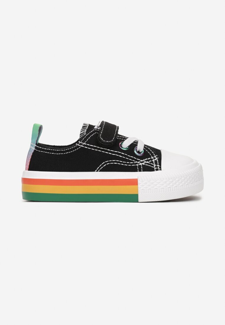 Tenisi Negri cu Talpă Colorată și Velcro Adenne