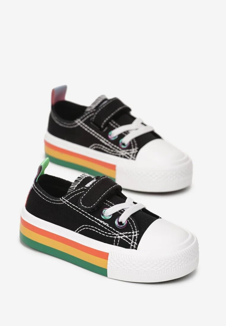  Tenisi Negri cu Talpă Colorată și Velcro Adenne