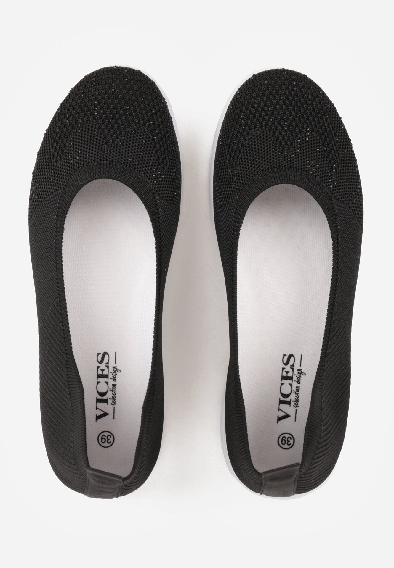  Tenisi negri slip-on pe talpă plată decorați cu imitație de zirconii Foviana