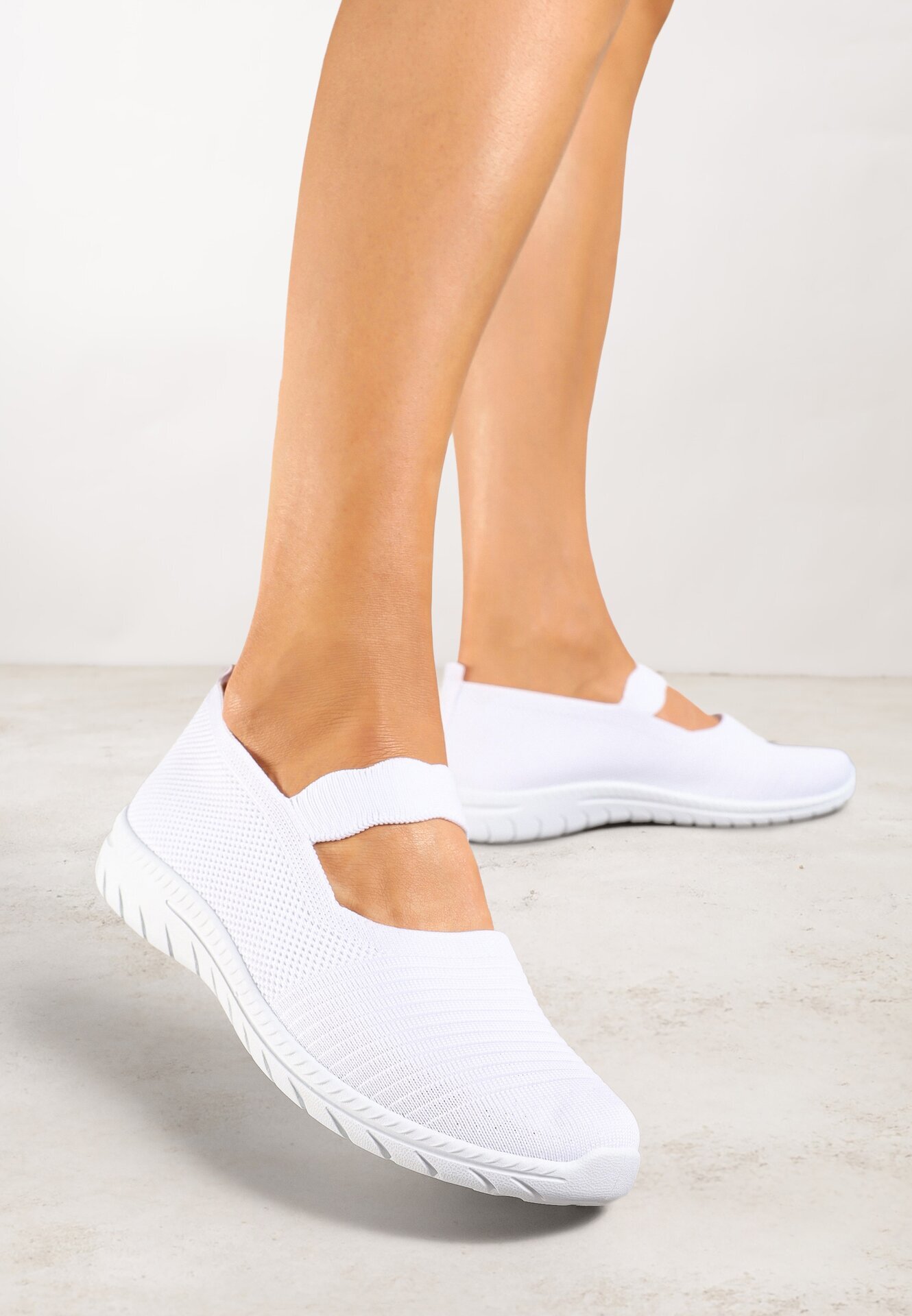  Tenisi Slip-on Albi cu Bandă Decorativă și Perforații Zelsedi