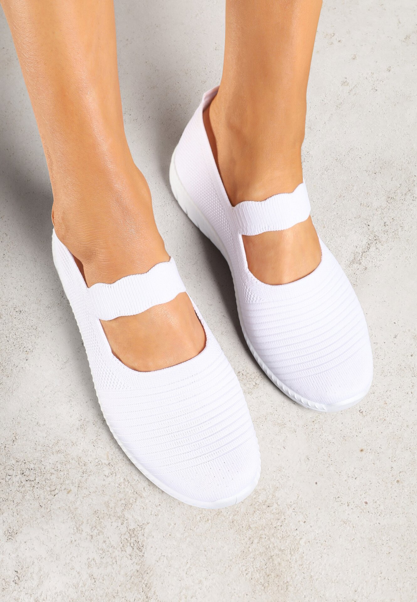  Tenisi Slip-on Albi cu Bandă Decorativă și Perforații Zelsedi
