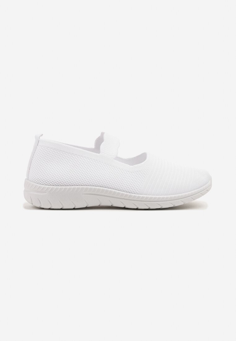  Tenisi Slip-on Albi cu Bandă Decorativă și Perforații Zelsedi