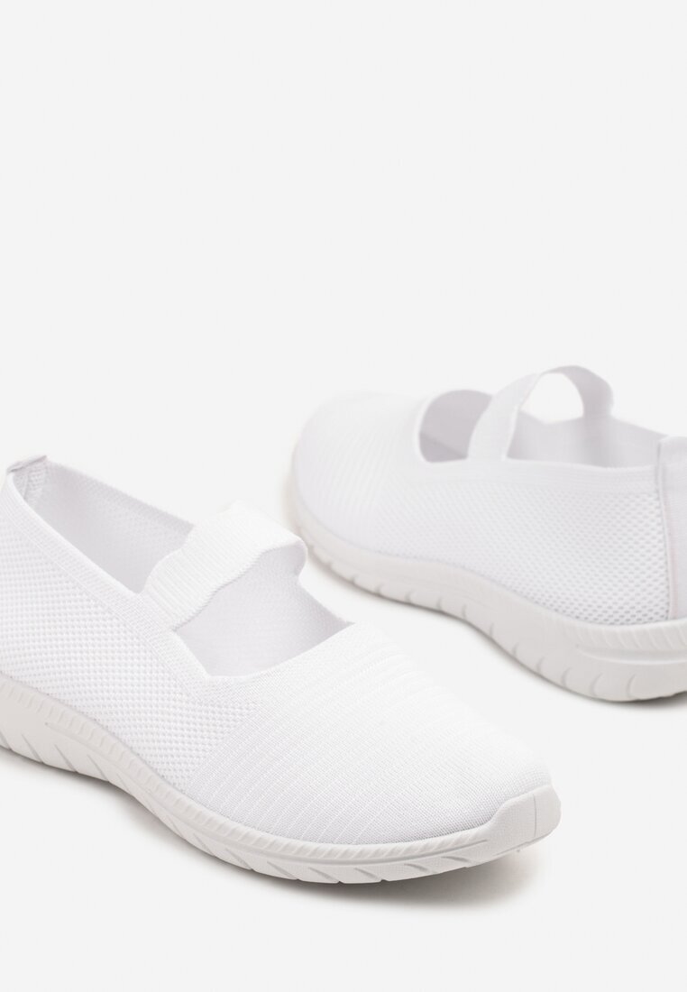 Tenisi Slip-on Albi cu Bandă Decorativă și Perforații Zelsedi