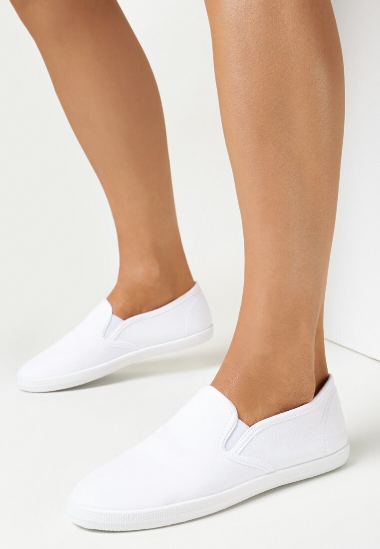  Tenisi slip-on albi din material textil Kalaiya