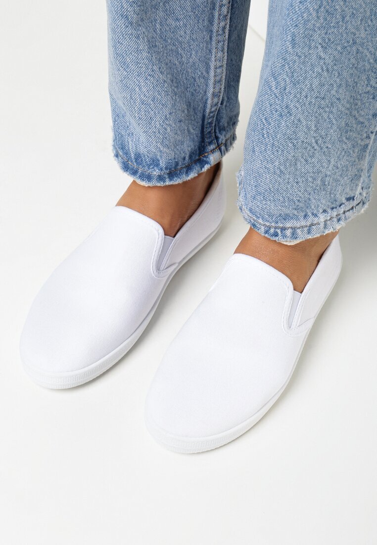  Tenisi slip-on albi din material textil Kalaiya