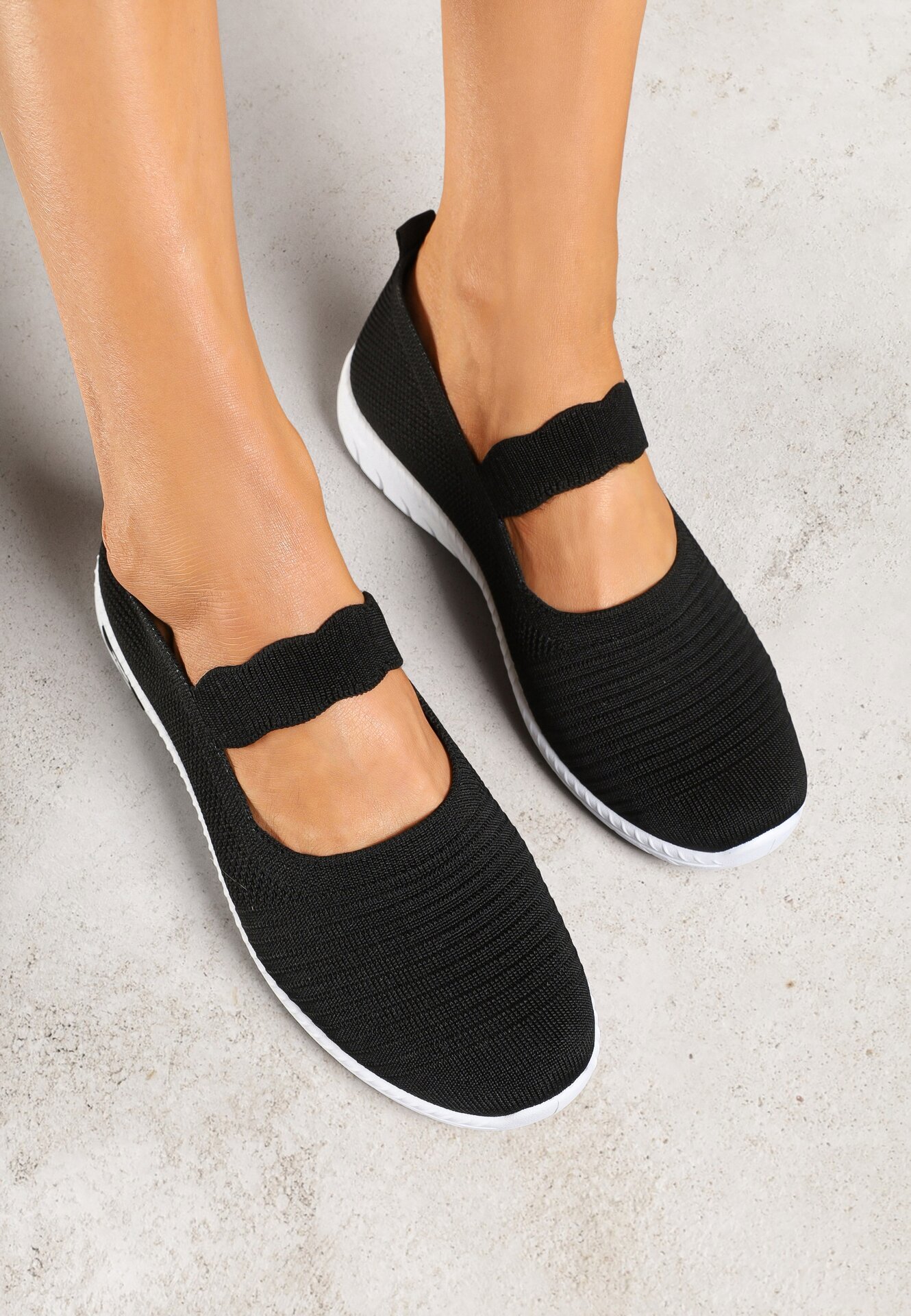  Tenisi slip-on negri cu bandă decorativă și perforații Zelsedi