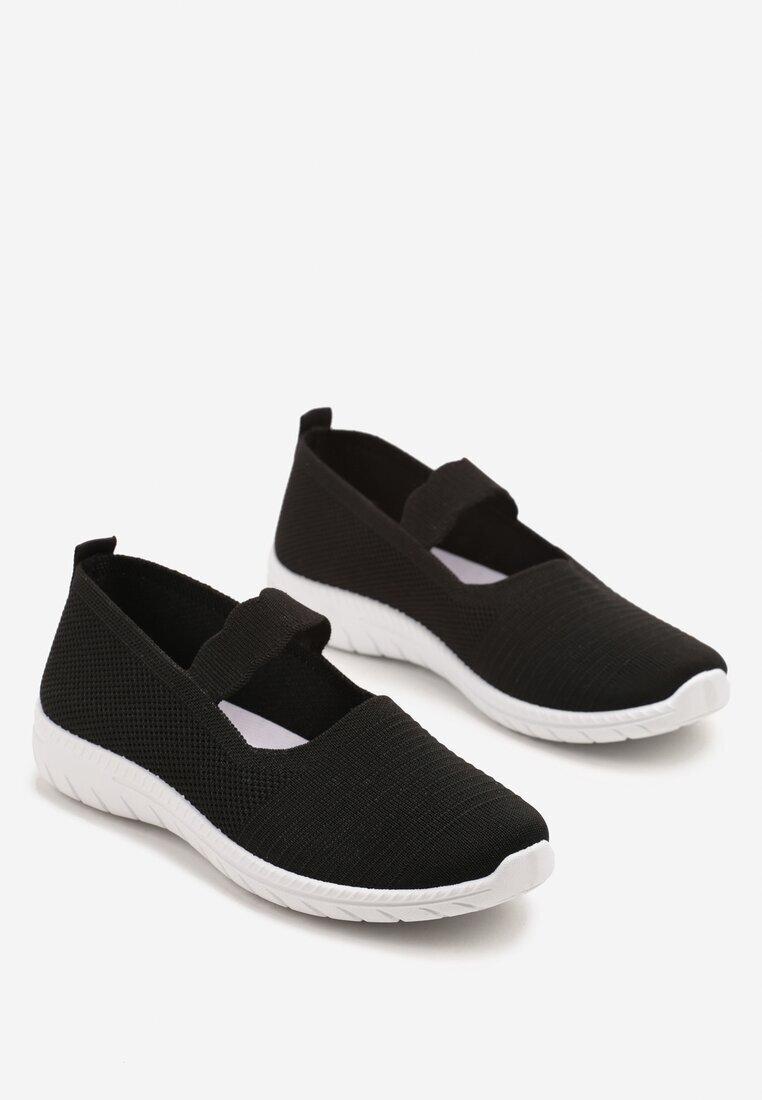  Tenisi slip-on negri cu bandă decorativă și perforații Zelsedi