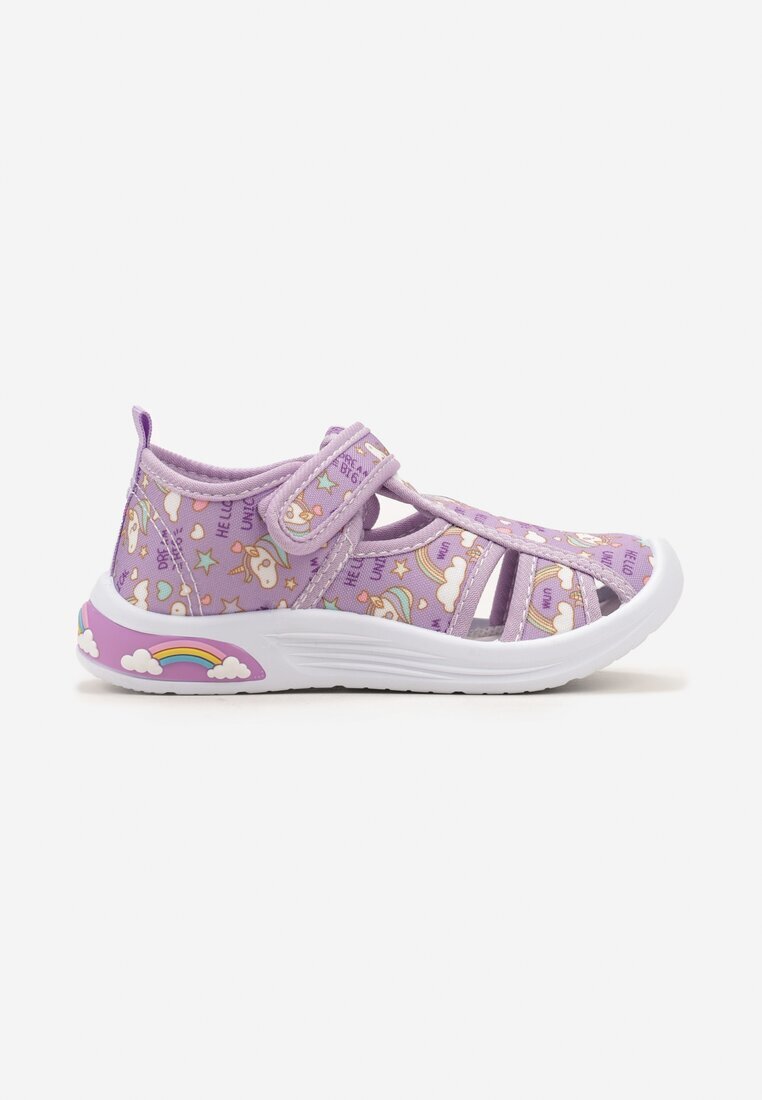  Tenisi Violeți Decorați cu imprimeu cu arici și branț de piele Relasse