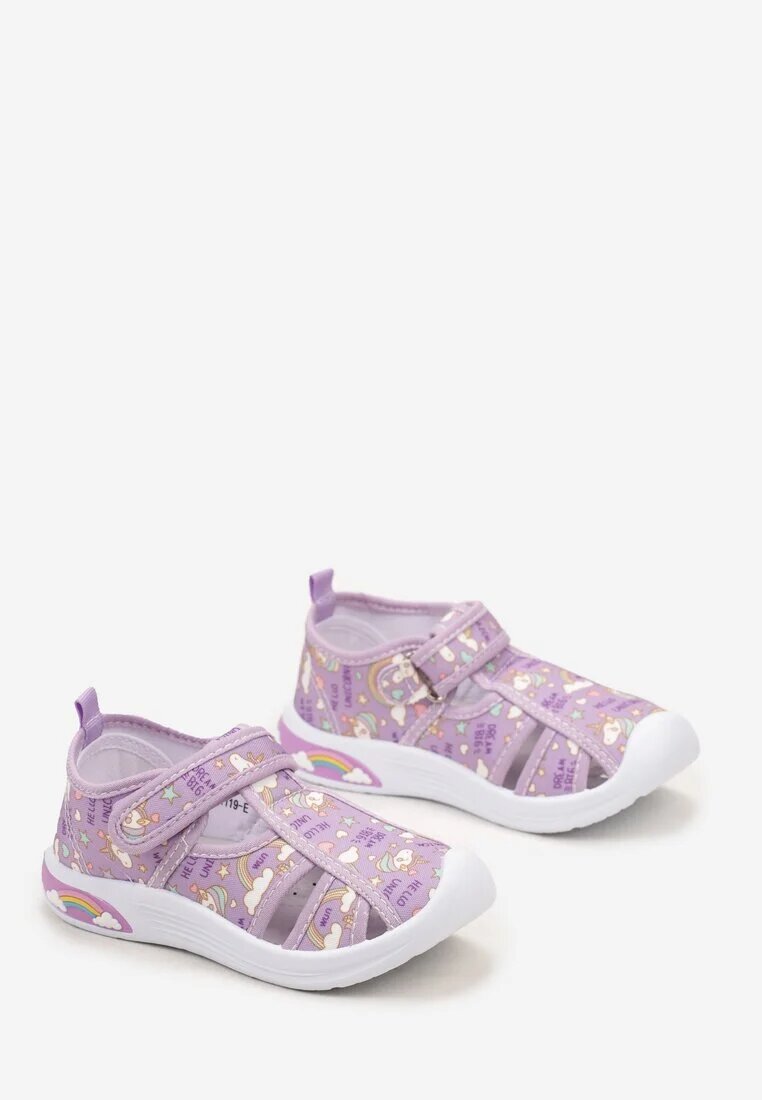 Tenisi Violeți Decorați cu imprimeu cu arici și branț de piele Relasse