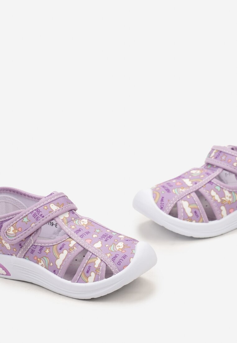  Tenisi Violeți Decorați cu imprimeu cu arici și branț de piele Relasse