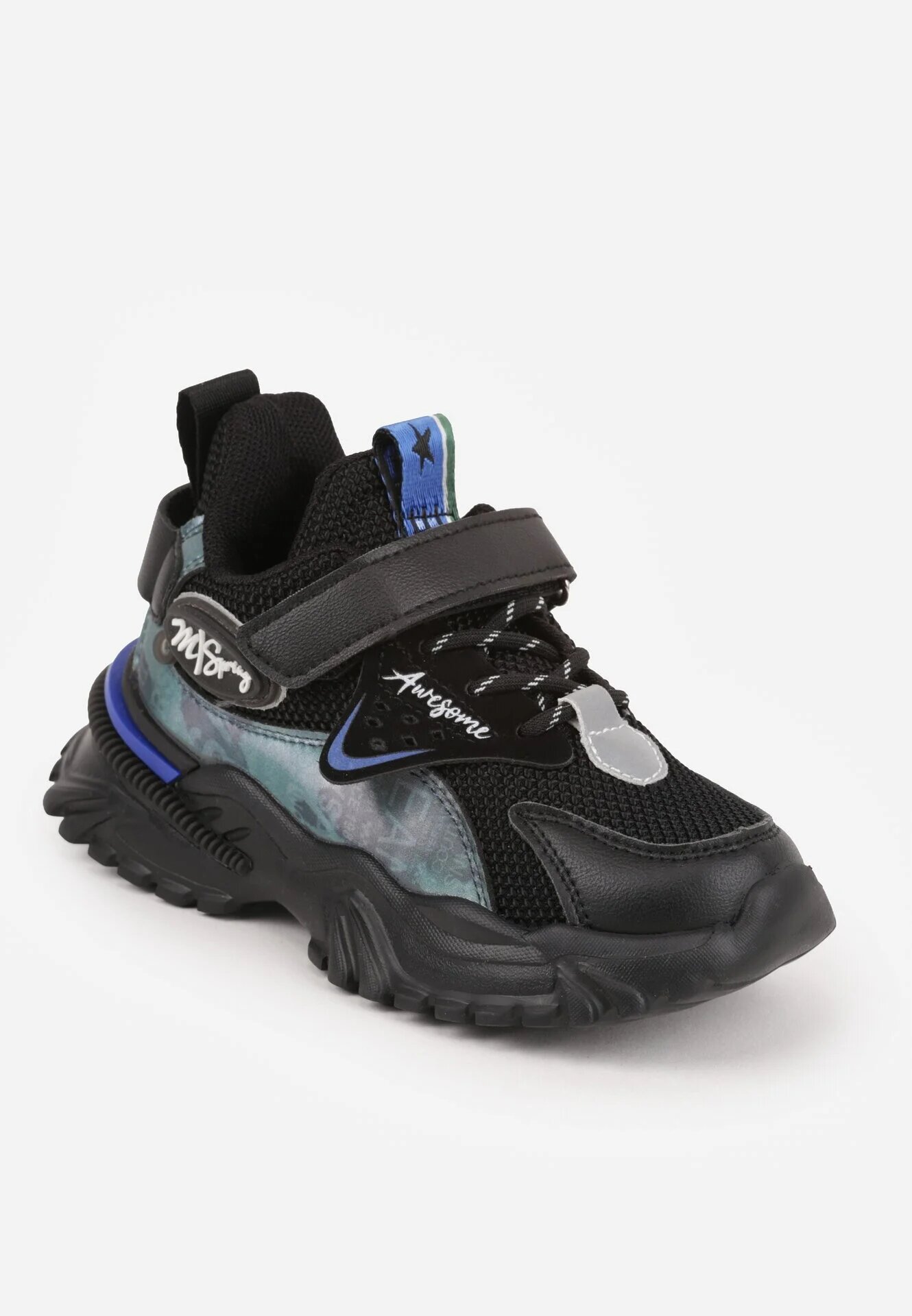 tom.m Adidași sport negri cu velcro stil Chunky cu branț din piele Doreama