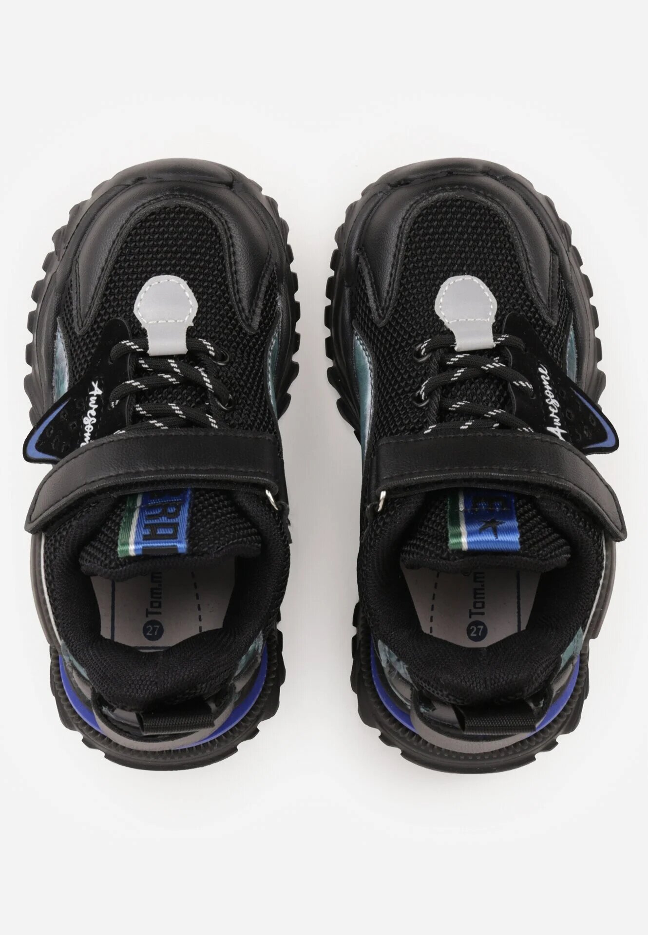 tom.m Adidași sport negri cu velcro stil Chunky cu branț din piele Doreama