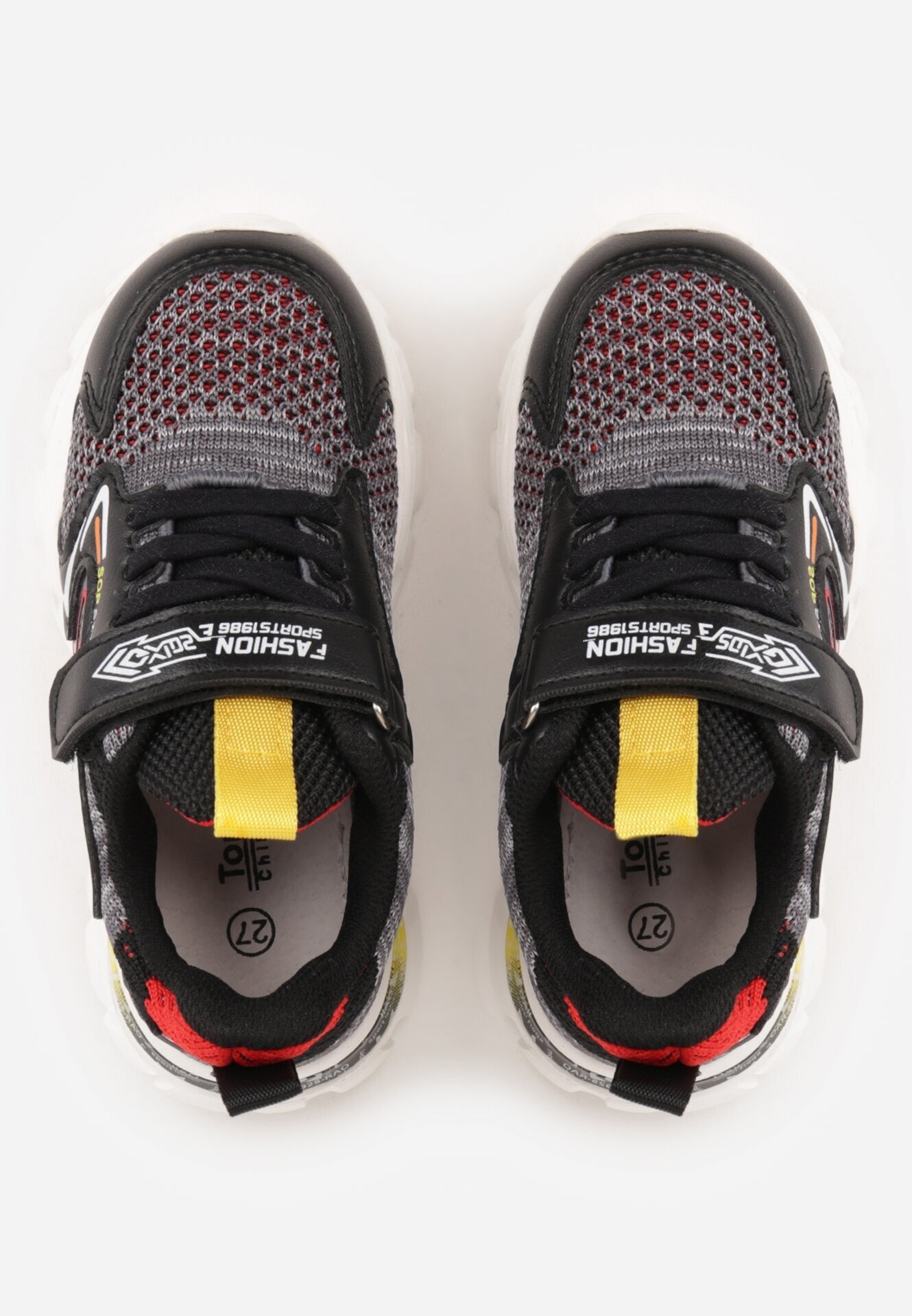 tom.m Pantofi Sport Negru-Roșu Adidași cu Talpă Ușoară și Branț din Piele Corranella