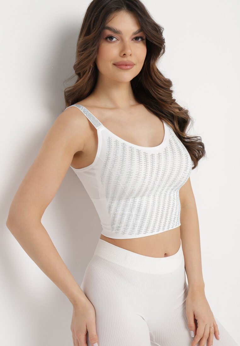  Top Alb Mulat cu Zirconii Fine Eraina