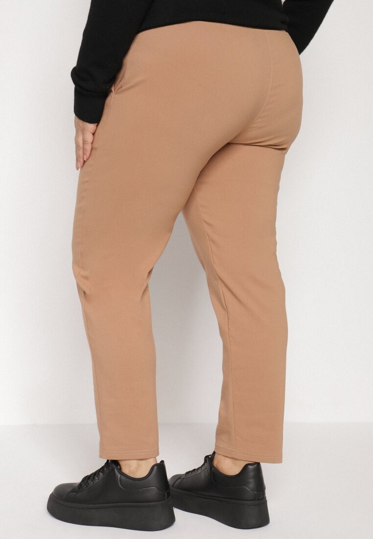 tp collection Pantaloni bej din bumbac decorați cu șnur cu inscripția Olemira