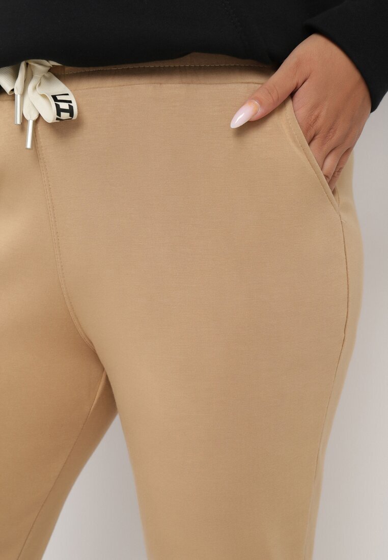 tp collection Pantaloni joggeri de trening bej cu talie înaltă și inscripții Lerithelle