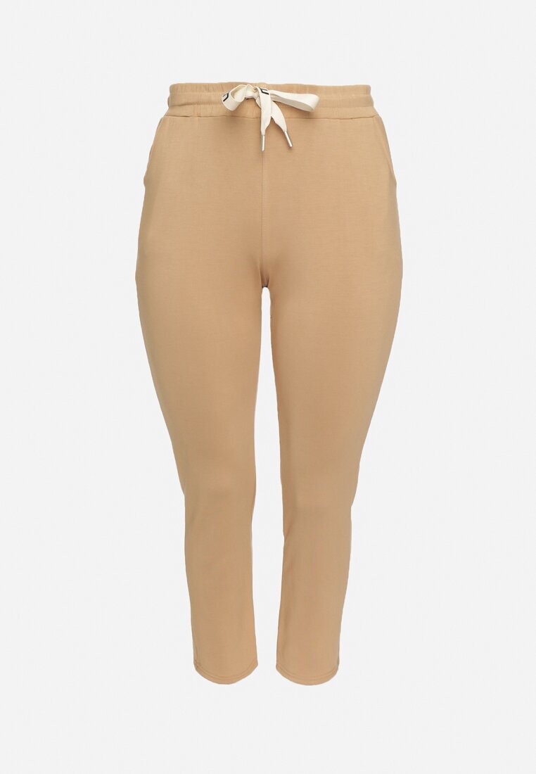 tp collection Pantaloni joggeri de trening bej cu talie înaltă și inscripții Lerithelle