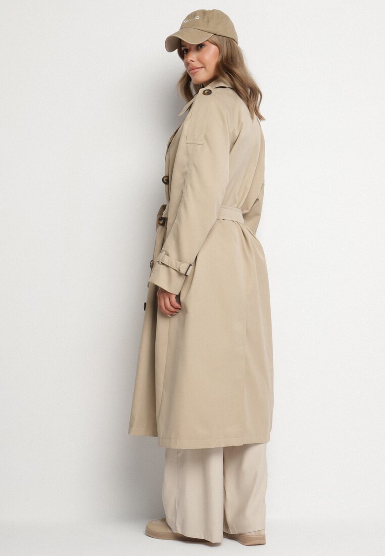  Trenci Bej Dublu Oversized cu Curea Inathara