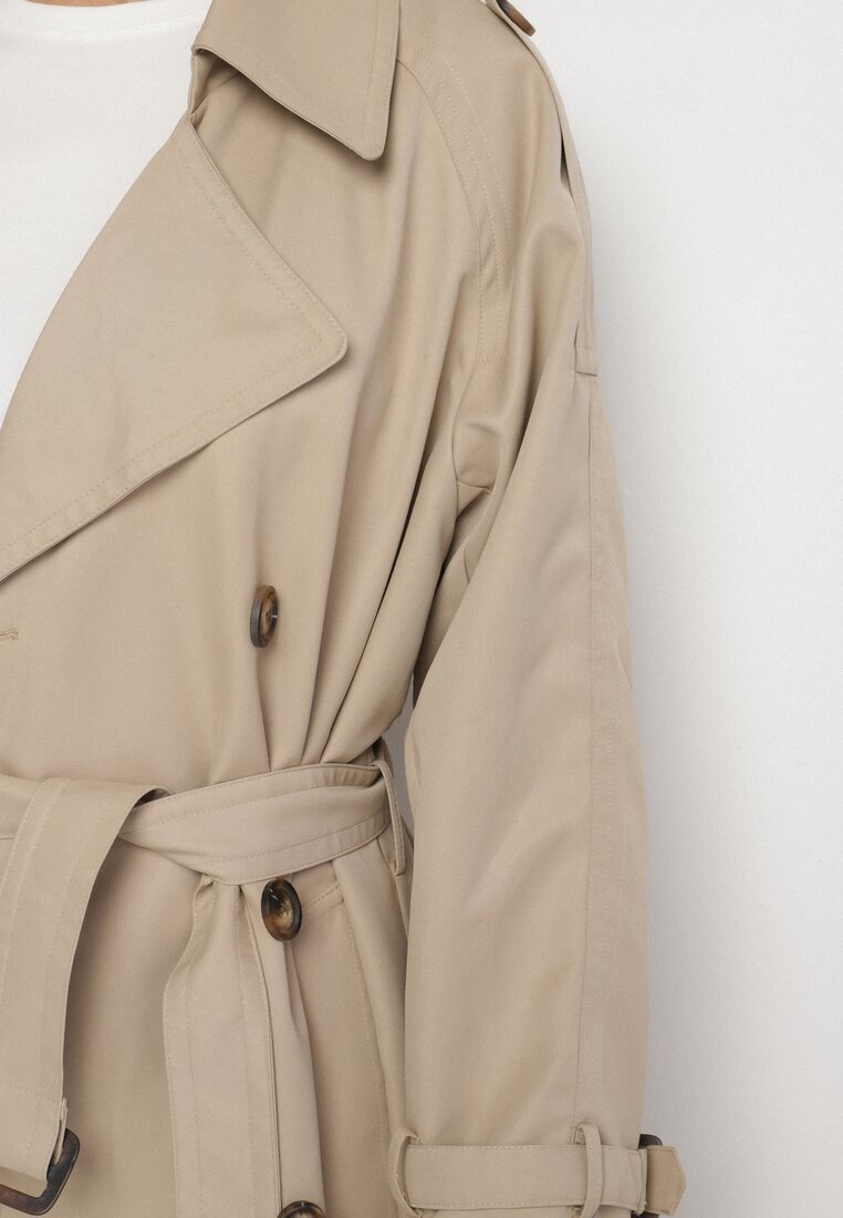  Trenci Bej Dublu Oversized cu Curea Inathara