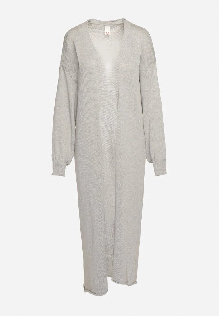 tricot station Cardigan Gri Lung până la glezne cu elastic la mâneci Stevea