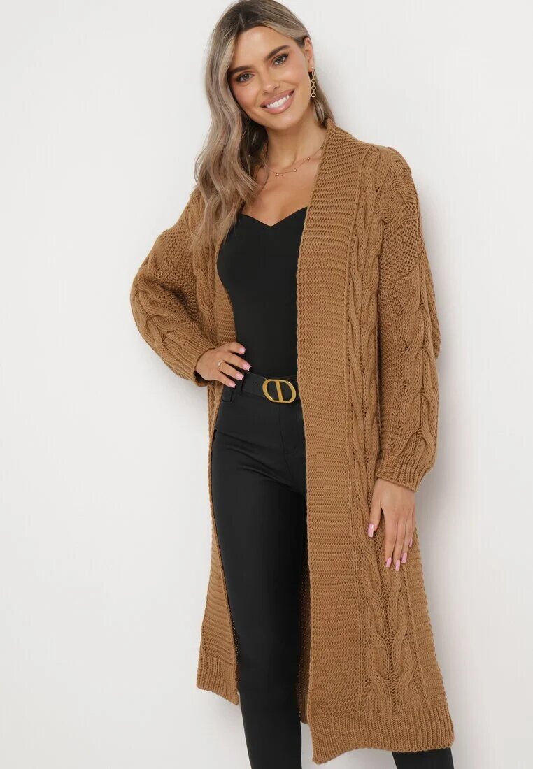 tricot station Cardigan Lung Maro cu model torsadat Bovzana