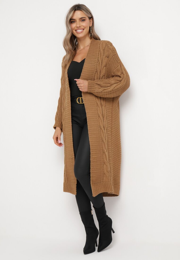 tricot station Cardigan Lung Maro cu model torsadat Bovzana