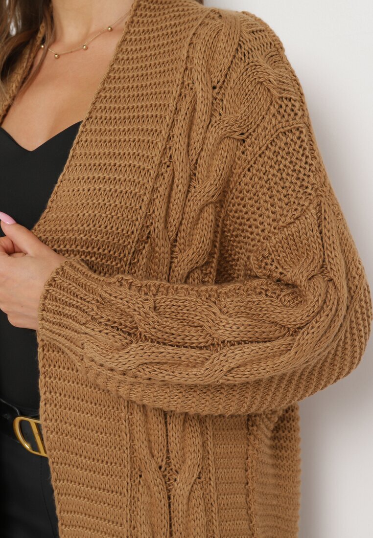 tricot station Cardigan Lung Maro cu model torsadat Bovzana
